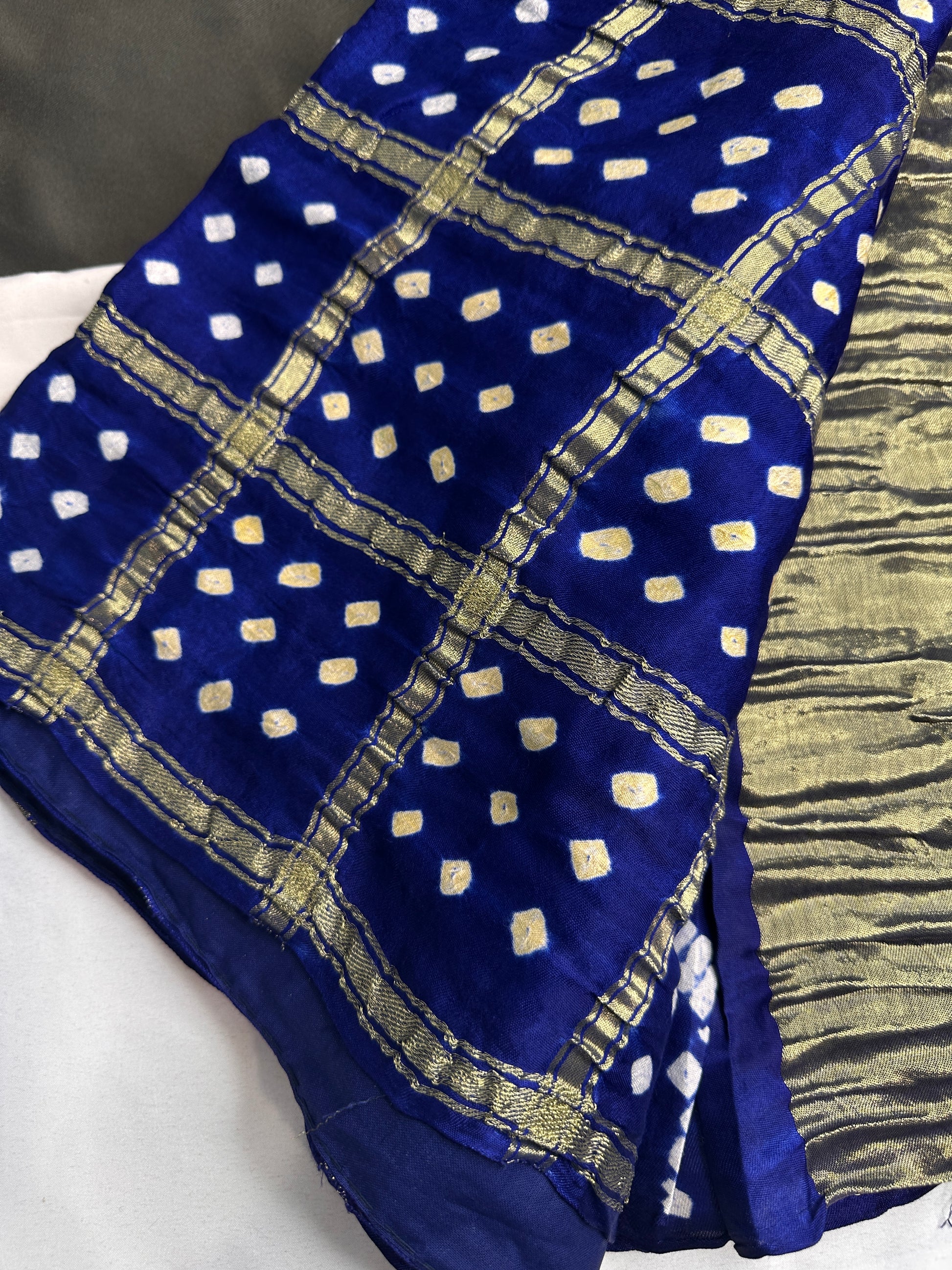 Bandhani Bhandej Blue Gharchola Modal Silk Saree - 