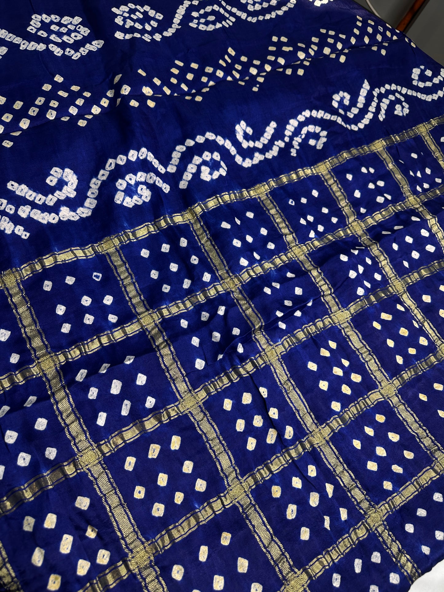 Bandhani Bhandej Blue Gharchola Modal Silk Saree - 