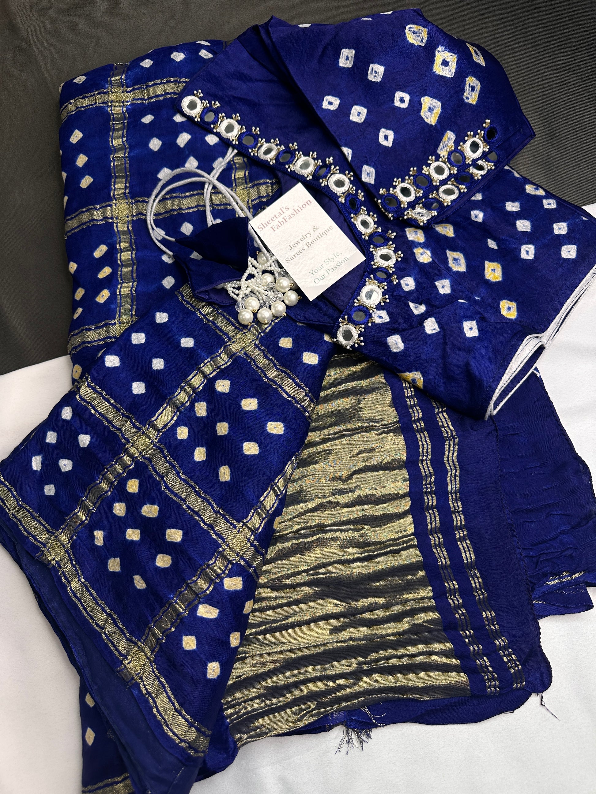 Bandhani Bhandej Blue Gharchola Modal Silk Saree - 