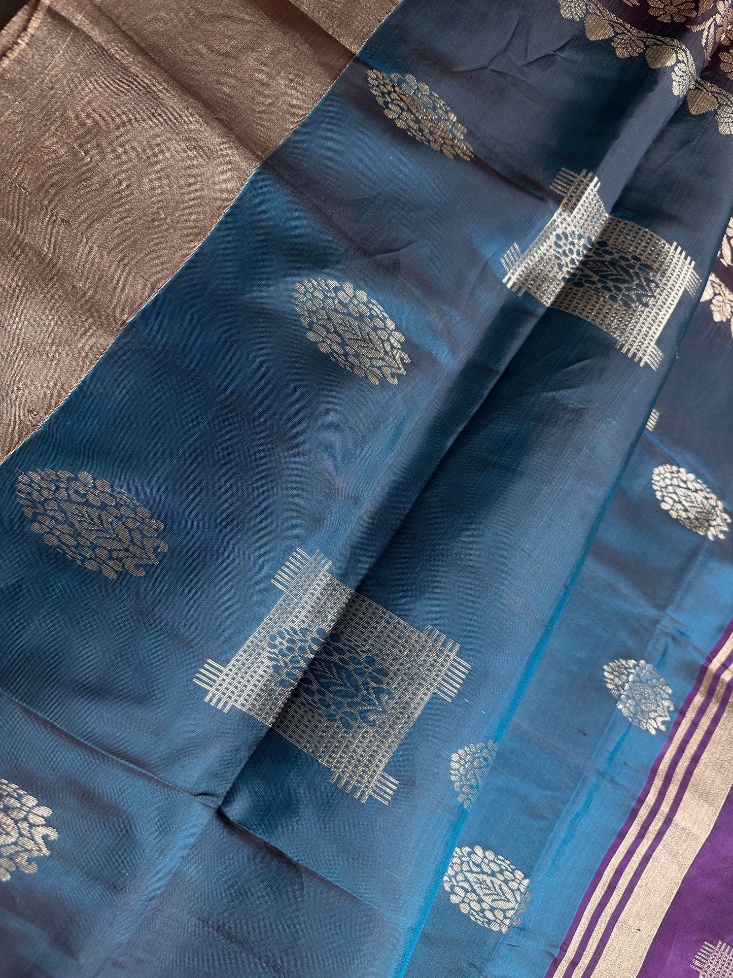 Blue Purple Light Weight Kanchi Soft Silk  Saree - 