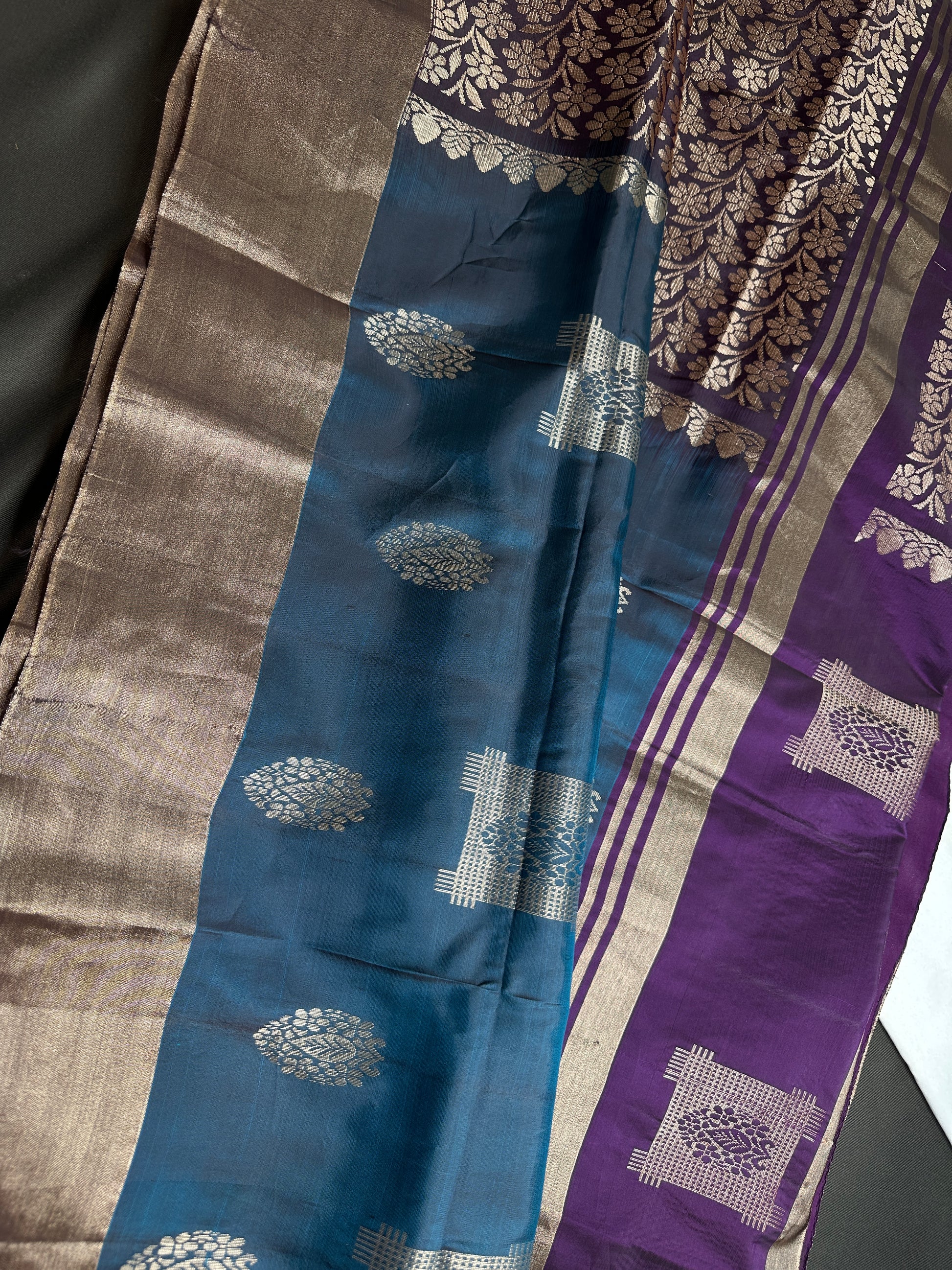 Blue Purple Light Weight Kanchi Soft Silk  Saree - 