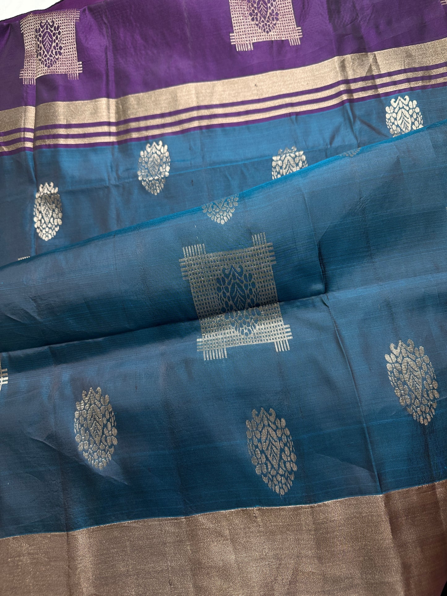 Blue Purple Light Weight Kanchi Soft Silk  Saree - 
