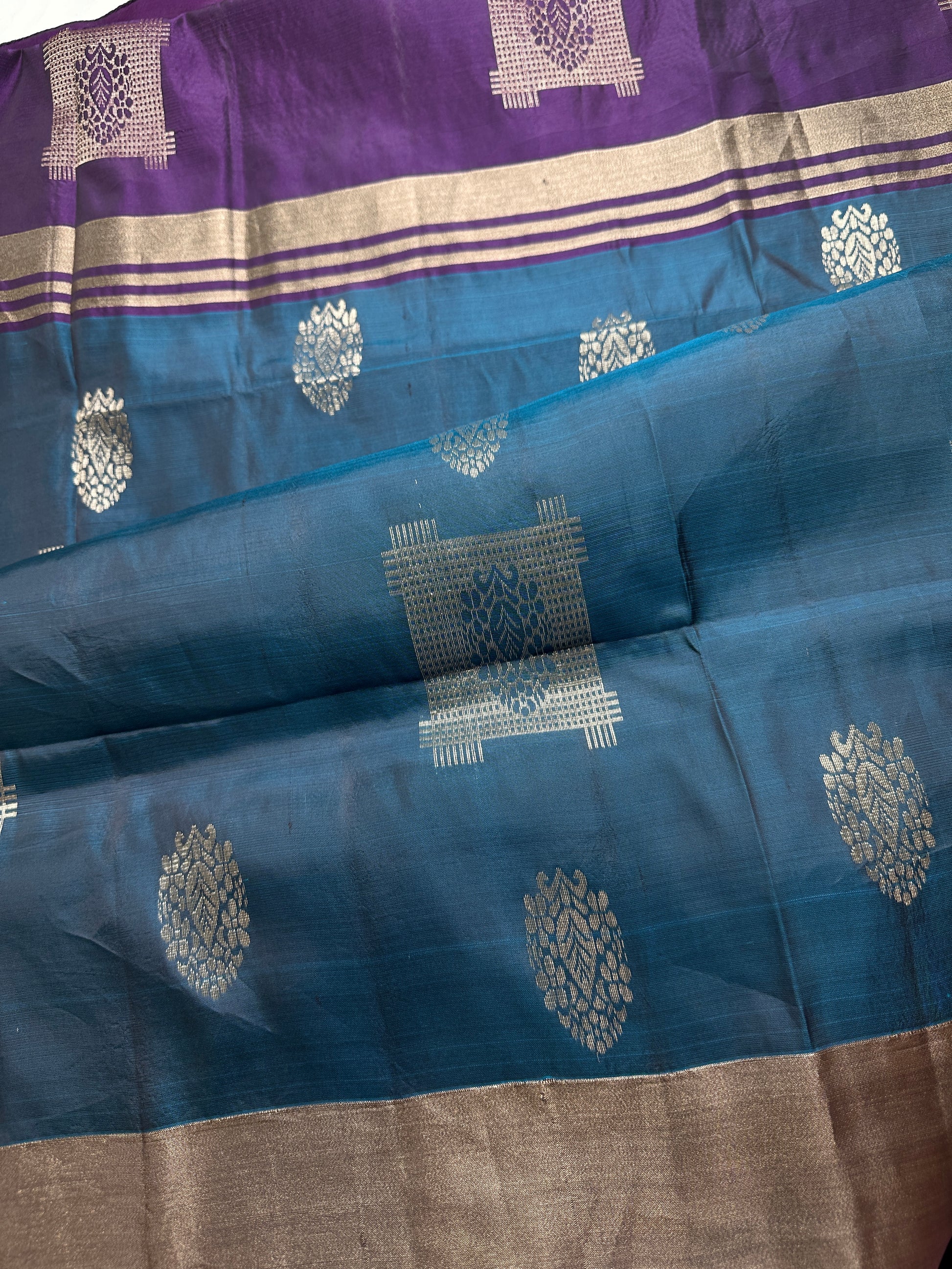 Blue Purple Light Weight Kanchi Soft Silk  Saree - 
