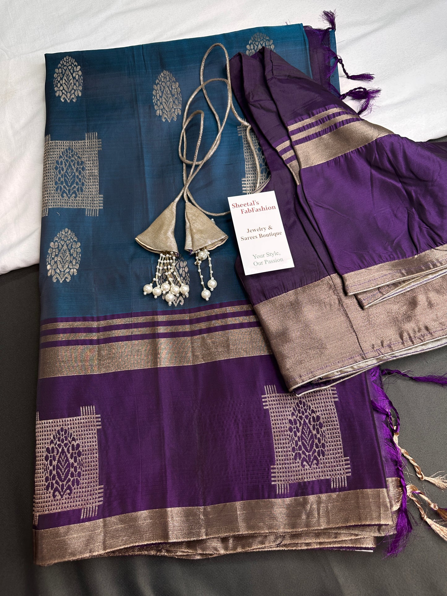 Blue Purple Light Weight Kanchi Soft Silk  Saree - 
