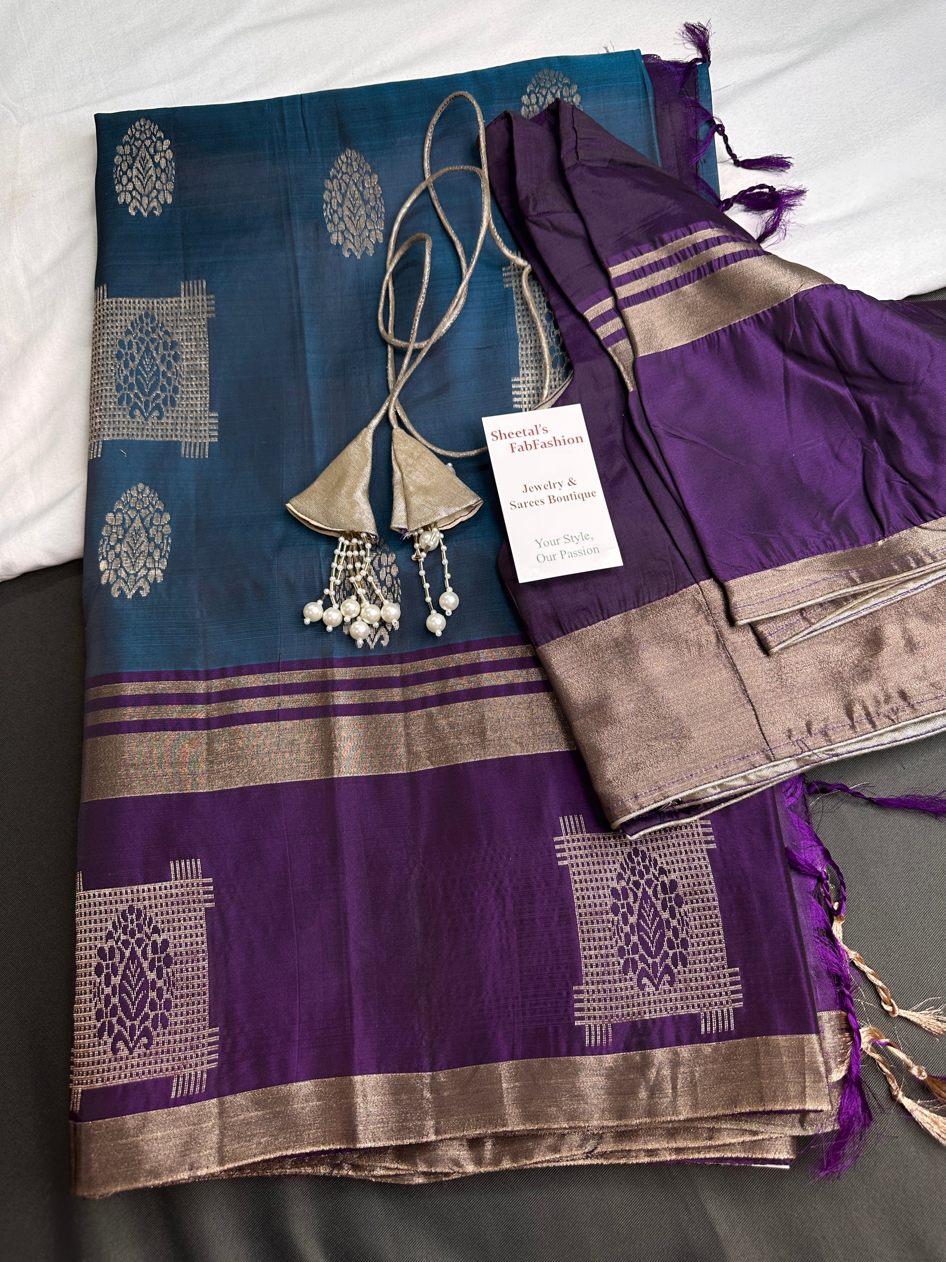 Blue Purple Light Weight Kanchi Soft Silk  Saree - 