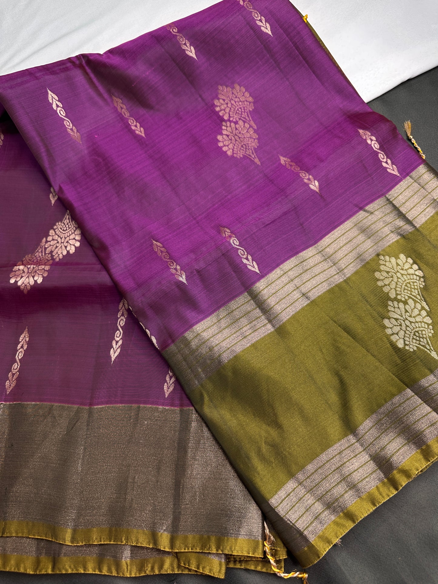Purple Green Light Weight Kanchi Soft Silk  Saree - 