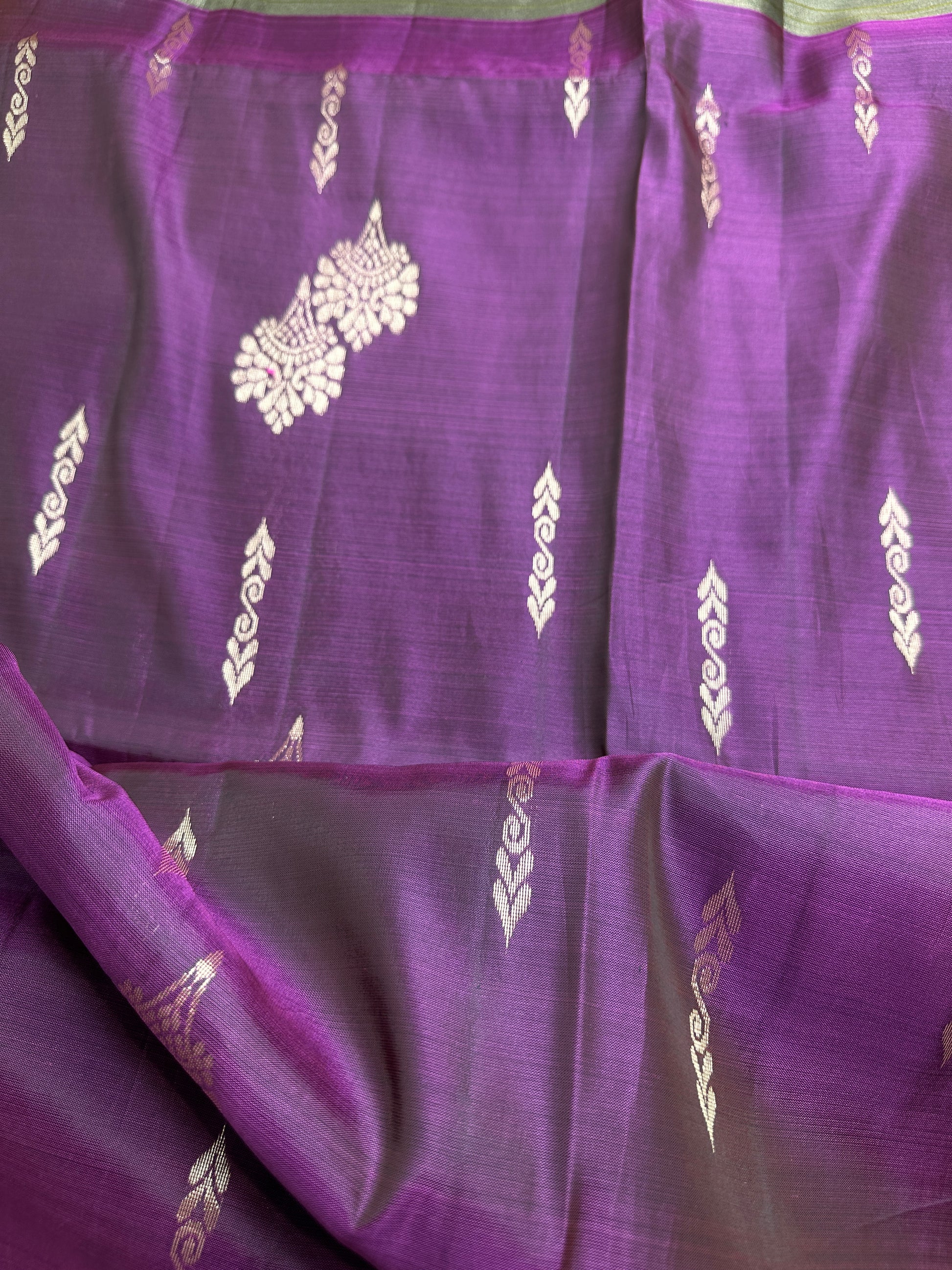 Purple Green Light Weight Kanchi Soft Silk  Saree - 