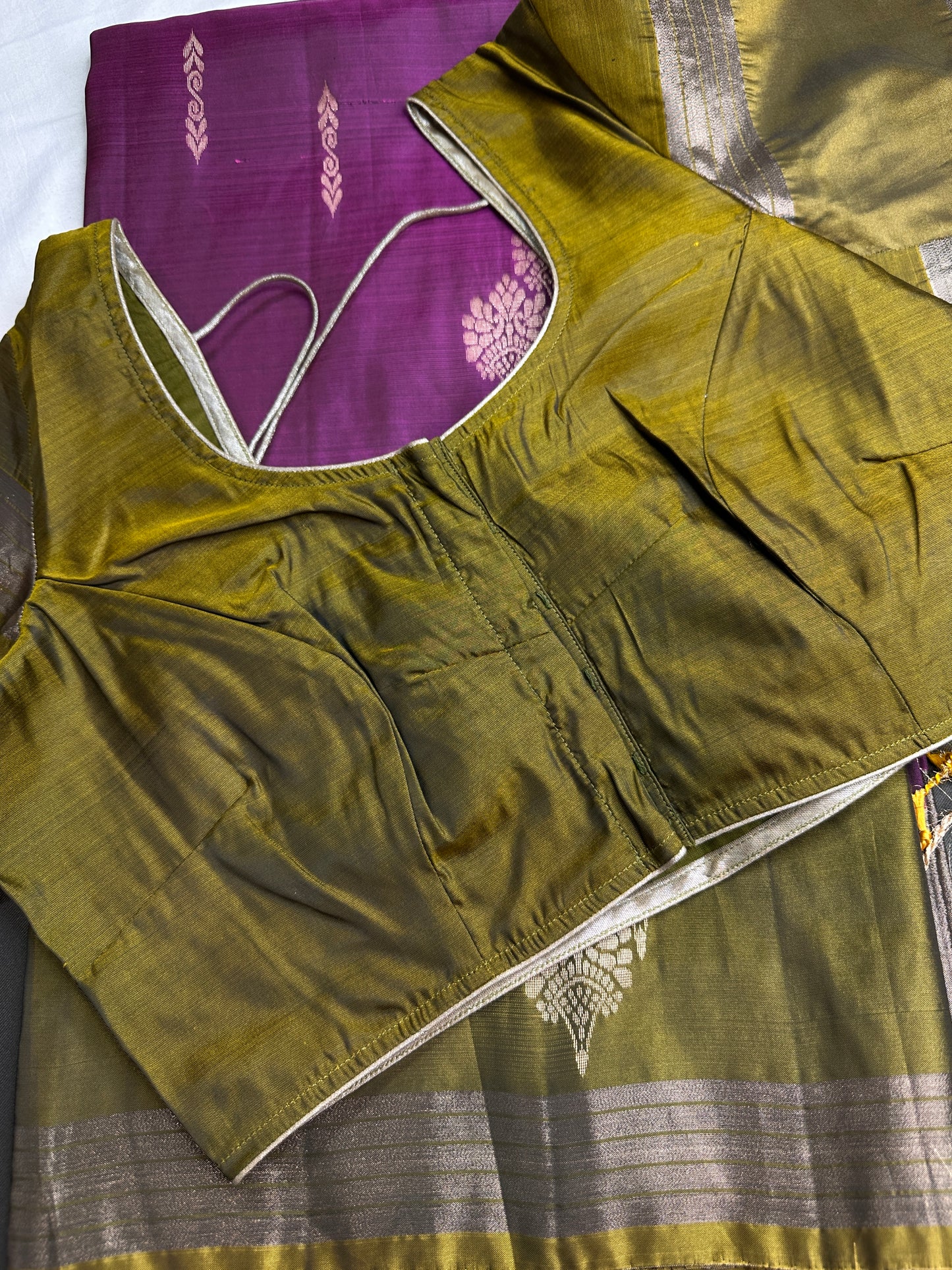 Purple Green Light Weight Kanchi Soft Silk  Saree - 