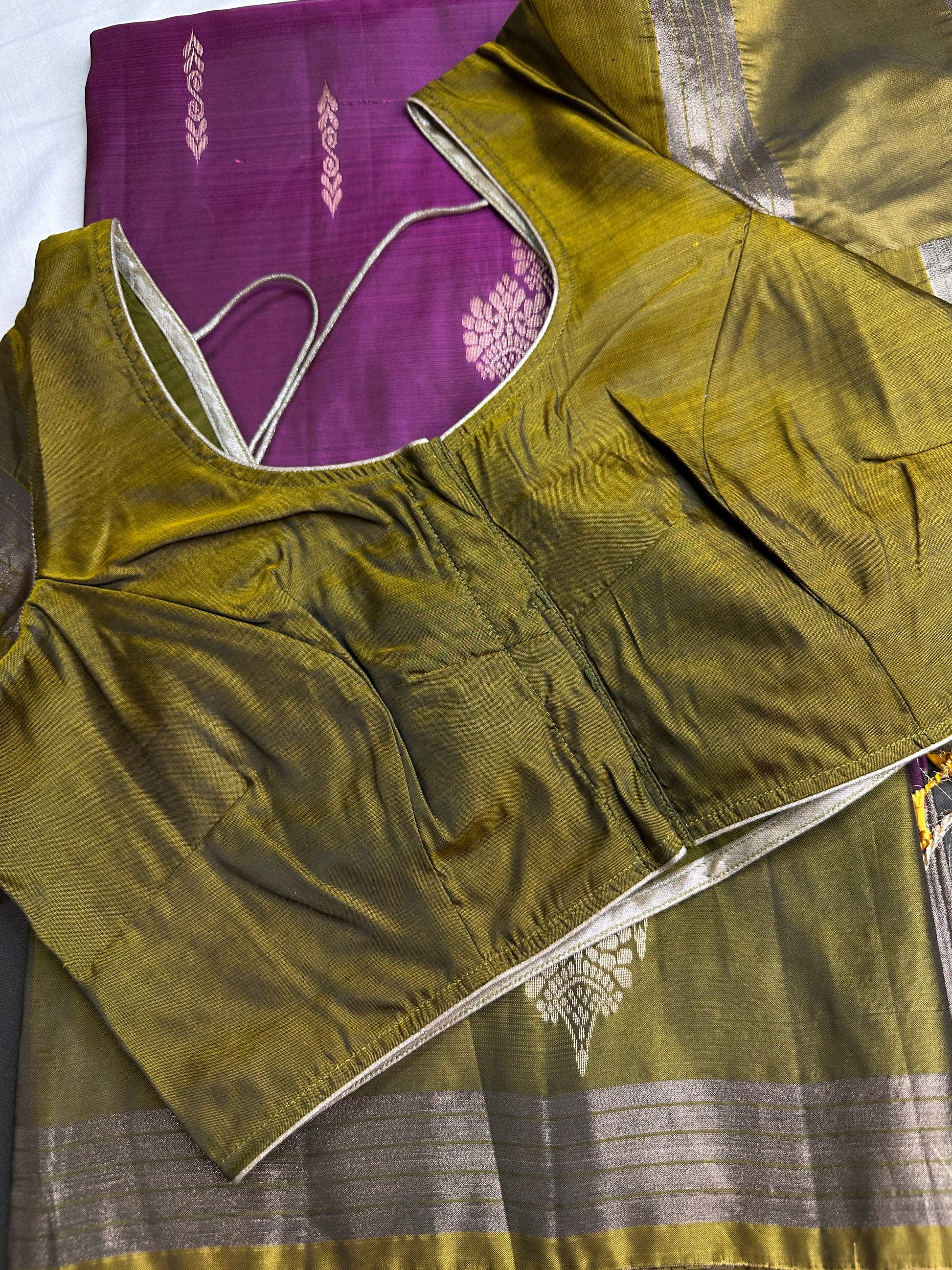 Purple Green Light Weight Kanchi Soft Silk  Saree - 