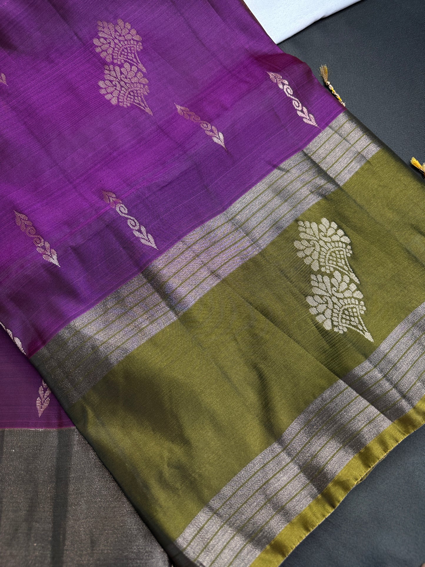 Purple Green Light Weight Kanchi Soft Silk  Saree - 