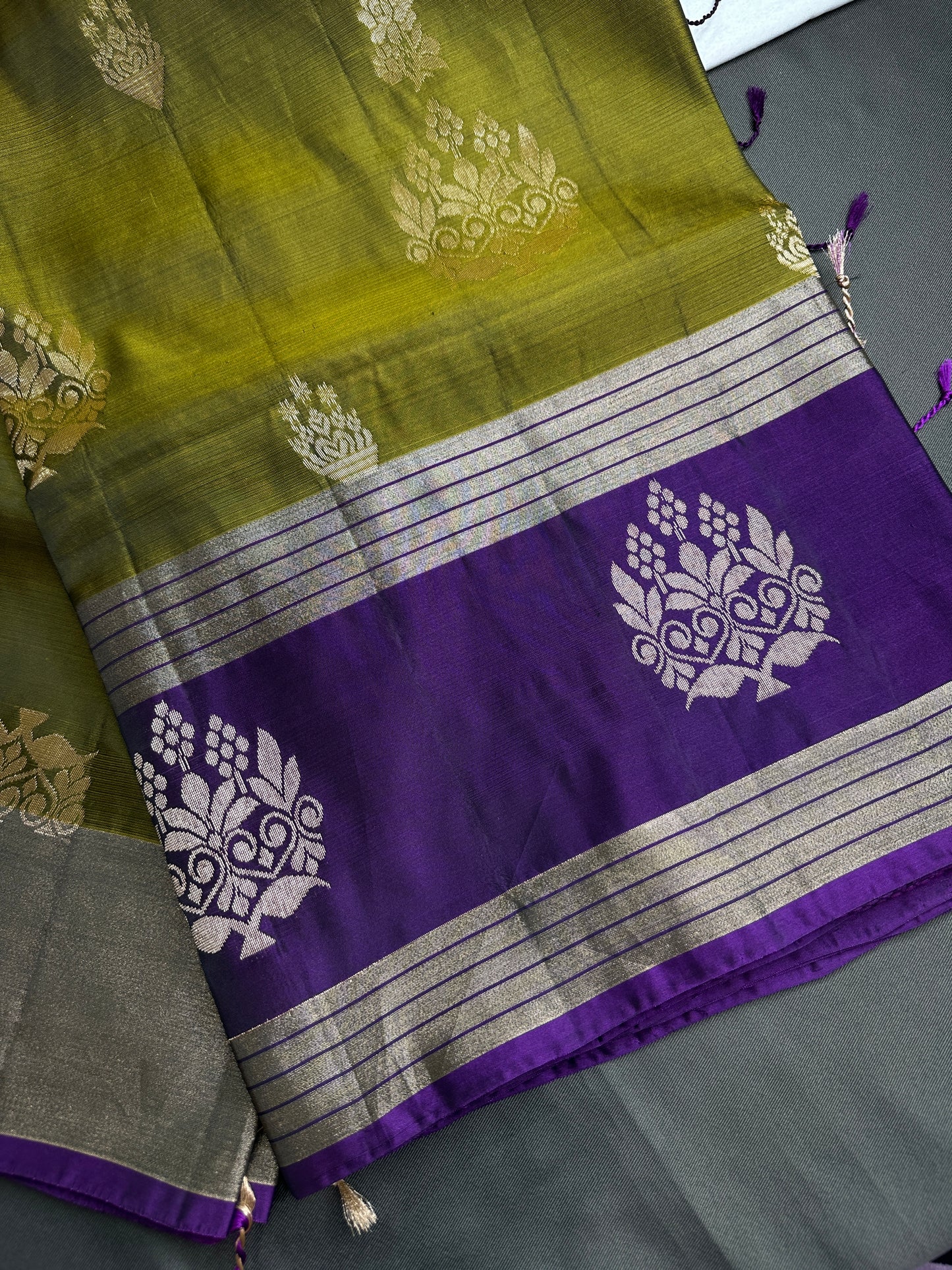 Green Purple Light Weight Kanchi Soft Silk  Saree - 
