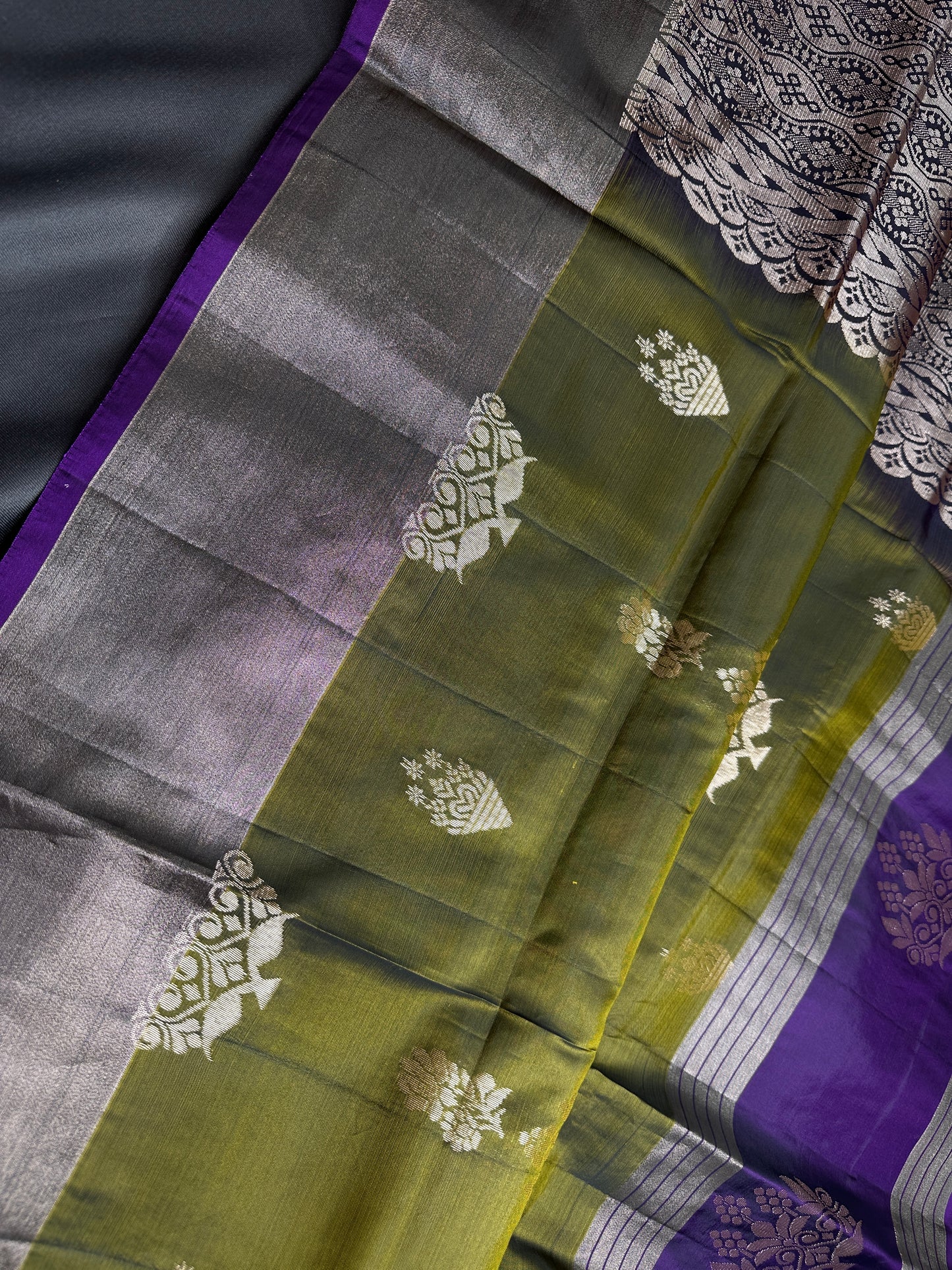 Green Purple Light Weight Kanchi Soft Silk  Saree - 
