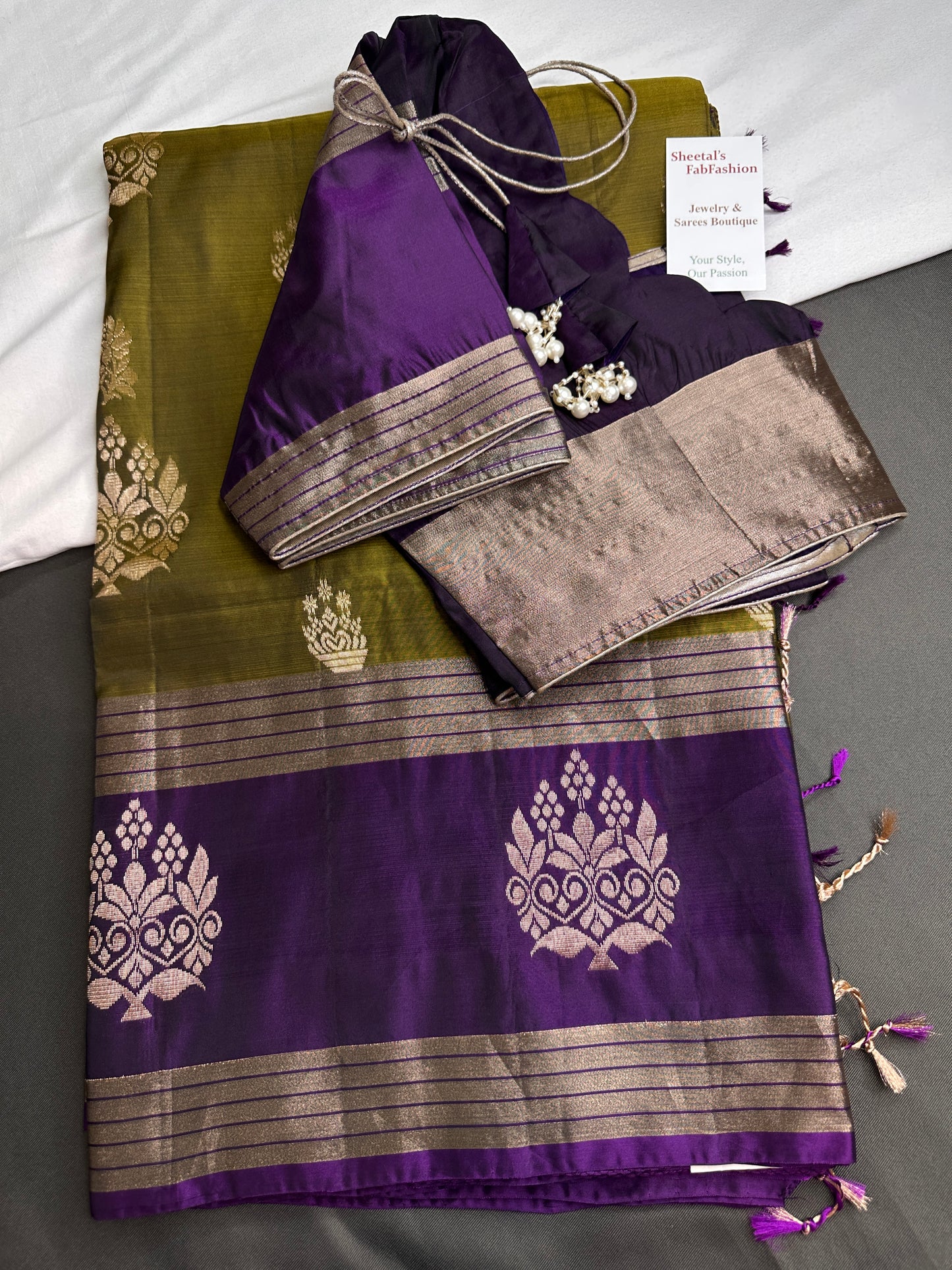 Green Purple Light Weight Kanchi Soft Silk  Saree - 