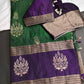 Green Purple Light Weight Kanchi Soft Silk  Saree - 