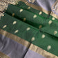 Green Grey Light Weight Kanchi Soft Silk  Saree - 