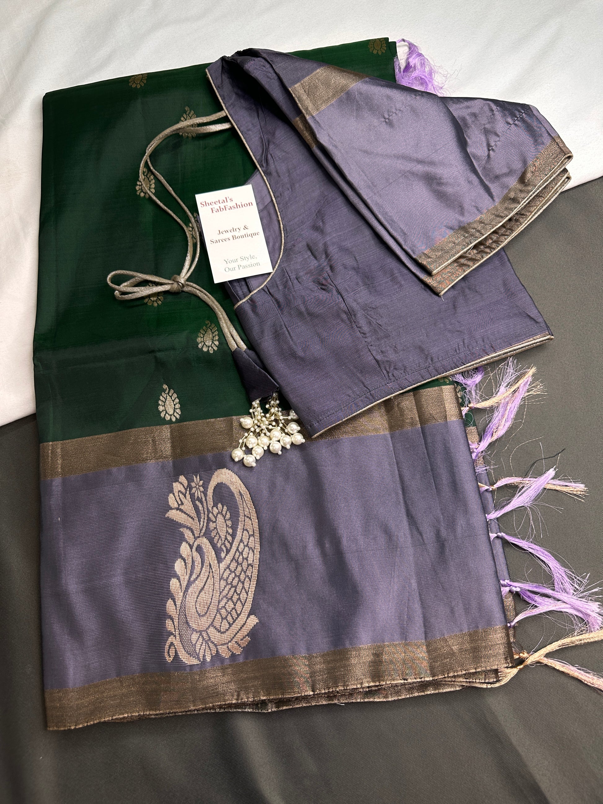Green Grey Light Weight Kanchi Soft Silk  Saree - 