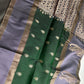 Green Grey Light Weight Kanchi Soft Silk  Saree - 