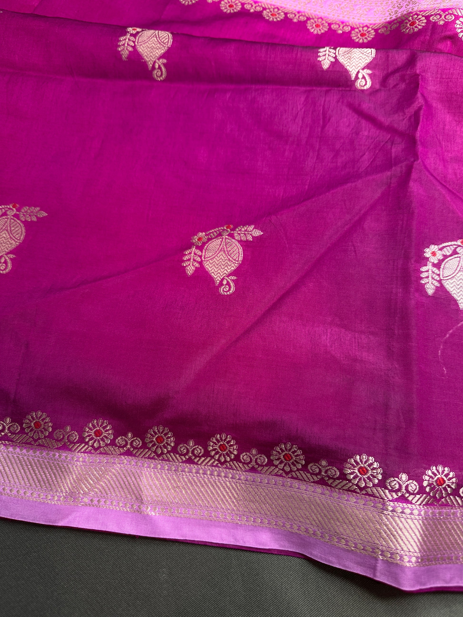 Magenta Pink Raw Mango Light Weight Silk Saree - 