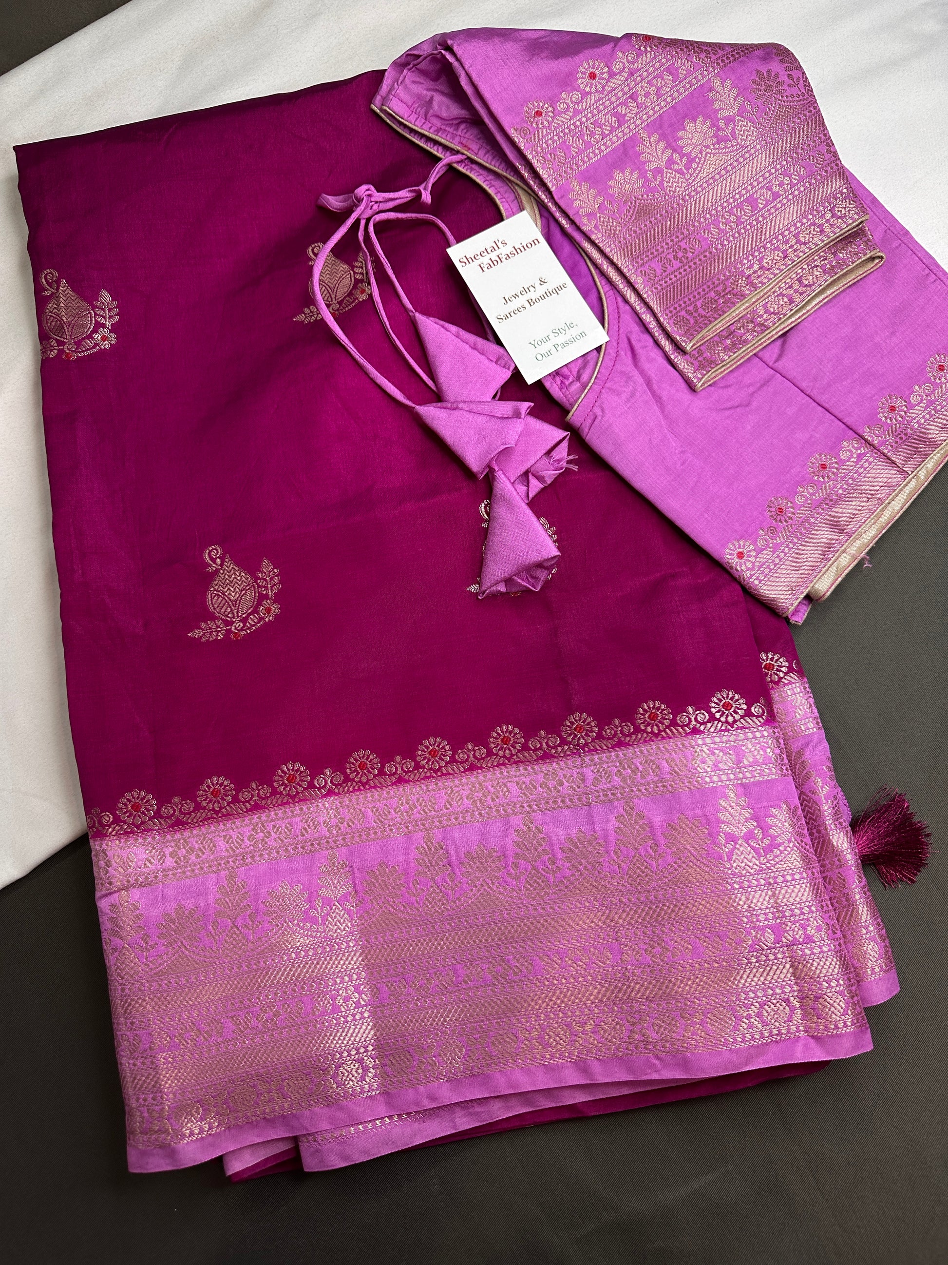 Magenta Pink Raw Mango Light Weight Silk Saree - 