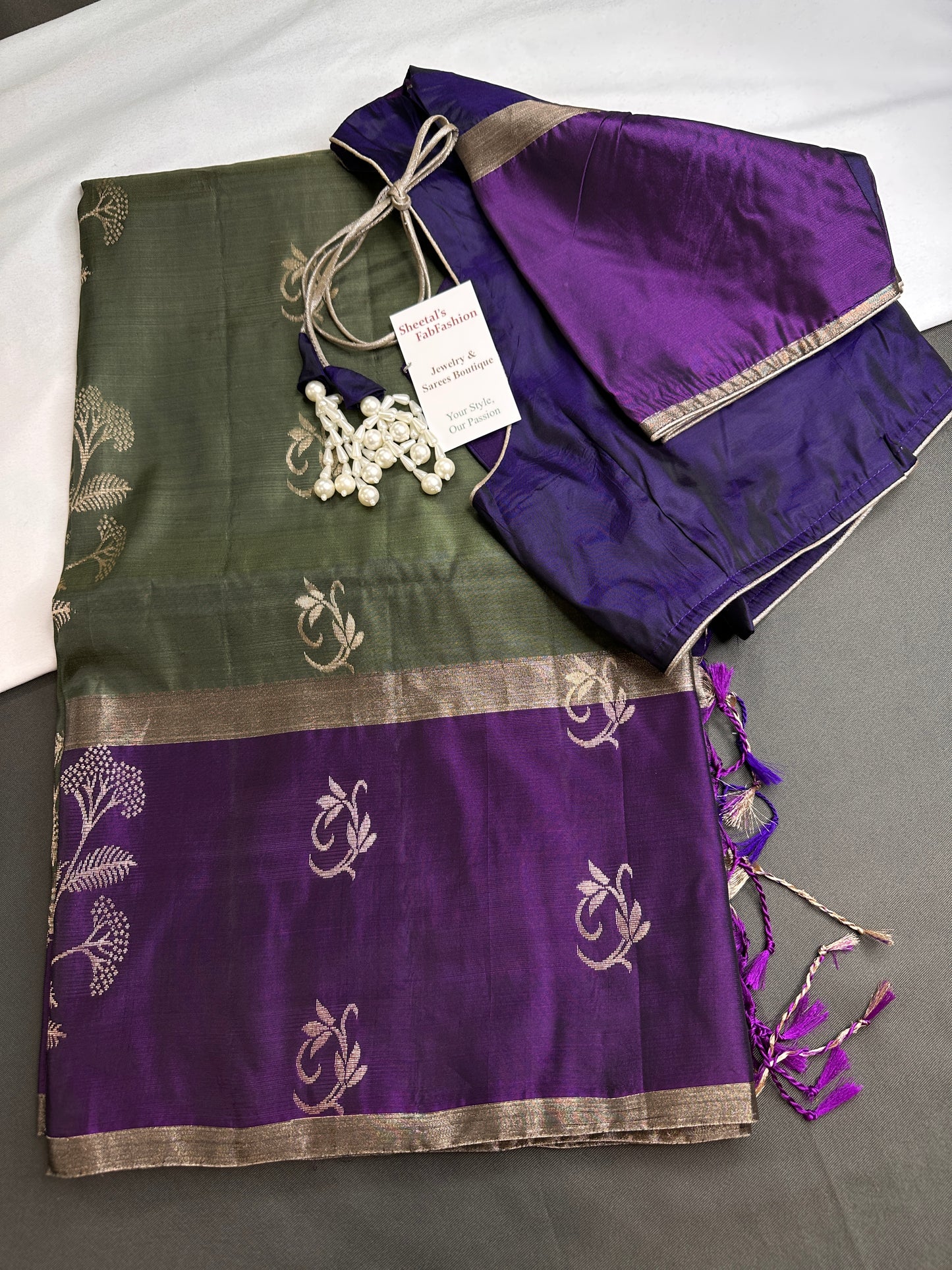 Green Purple Light Weight Kanchi Soft Silk  Saree - 