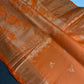Kanch Light Weight Semi Silk Orange Checked Saree - 