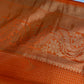 Kanch Light Weight Semi Silk Orange Checked Saree - 