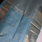 Kanch Light Weight Semi Silk Blue Checked Saree - 
