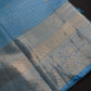 Kanch Light Weight Semi Silk Blue Checked Saree - 