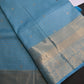 Kanch Light Weight Semi Silk Blue Checked Saree - 