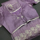 Designer Tissue Organza Purple Lavender Saree with Pearl Embroidery - 