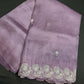 Designer Tissue Organza Purple Lavender Saree with Pearl Embroidery - 