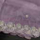 Designer Tissue Organza Purple Lavender Saree with Pearl Embroidery - 