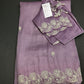 Designer Tissue Organza Purple Lavender Saree with Pearl Embroidery - 