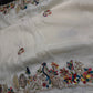 Designer Crepe Organza White Red Saree with Pearl Hand Embroidery - 