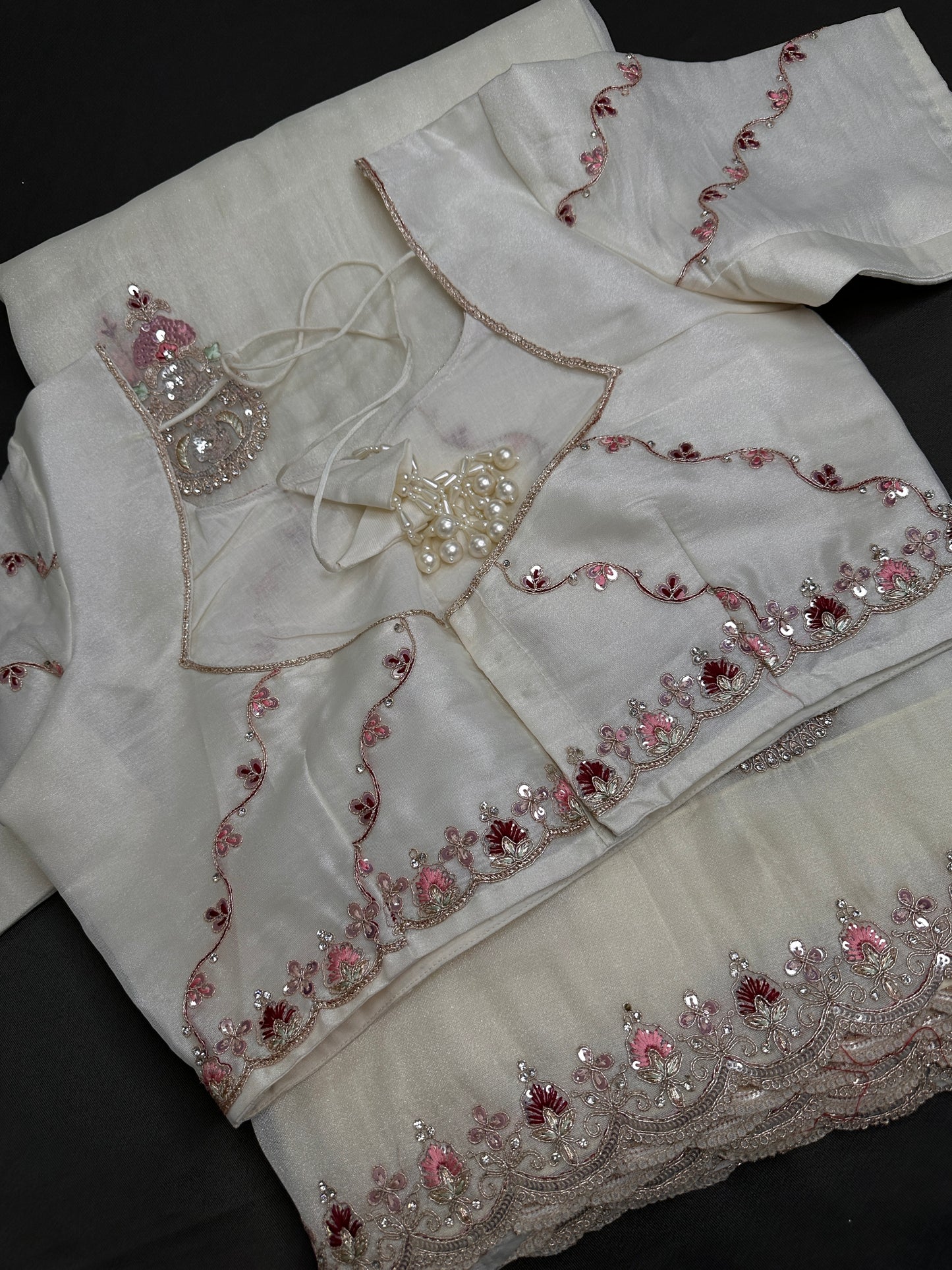 Designer Tissue Organza White Hand  Embroidery Saree - 