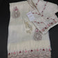 Designer Tissue Organza White Hand  Embroidery Saree - 