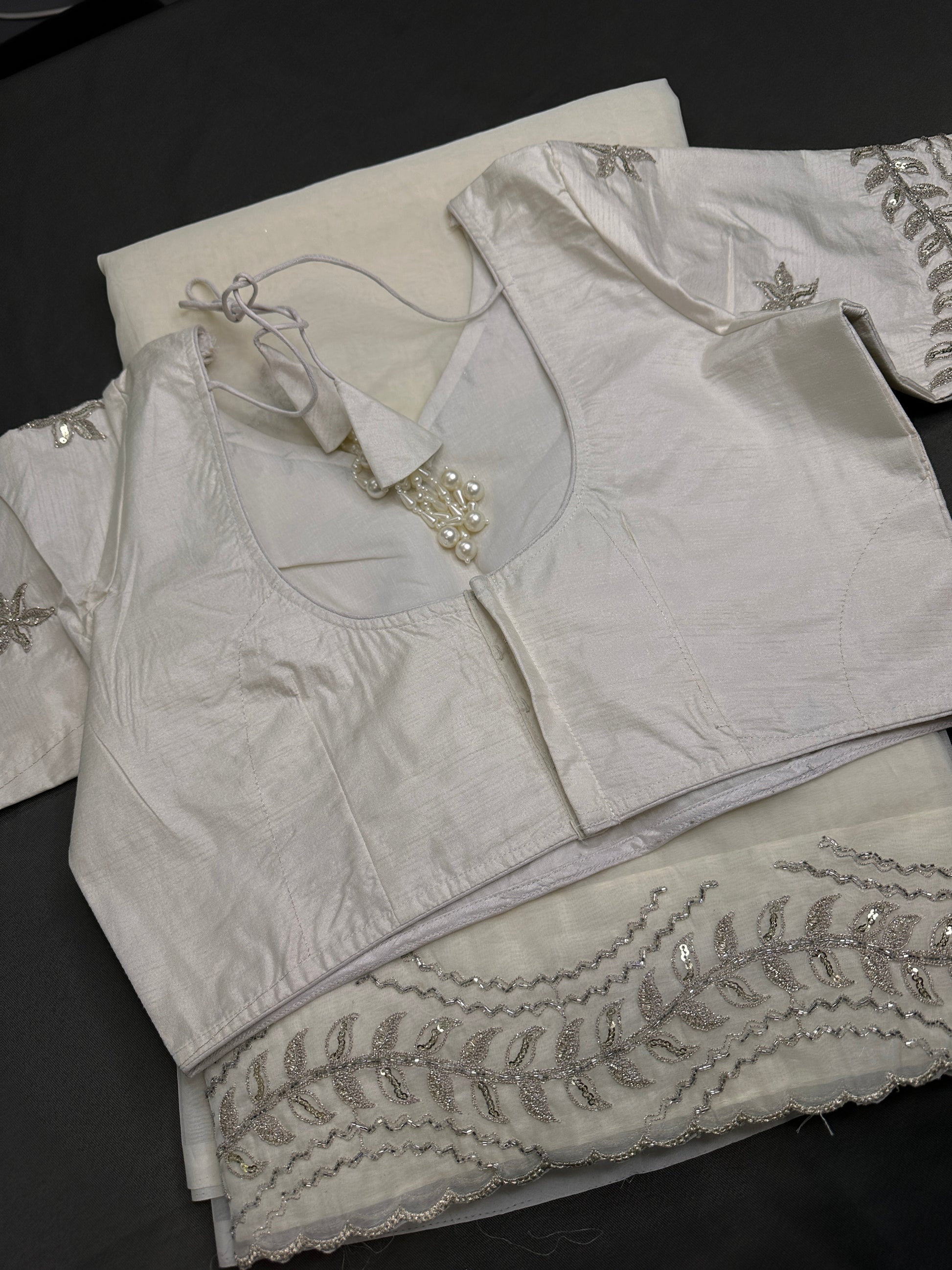 Designer Tissue Organza White Embroidery Saree - 