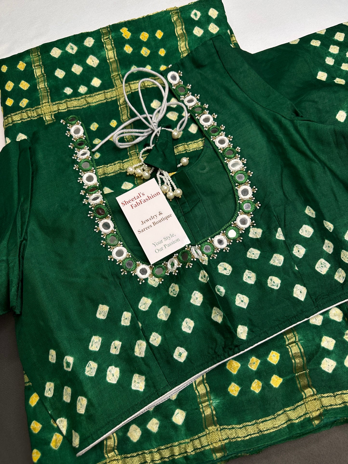 Bandhani Bhandej Green Gharchola Modal Silk Saree - 