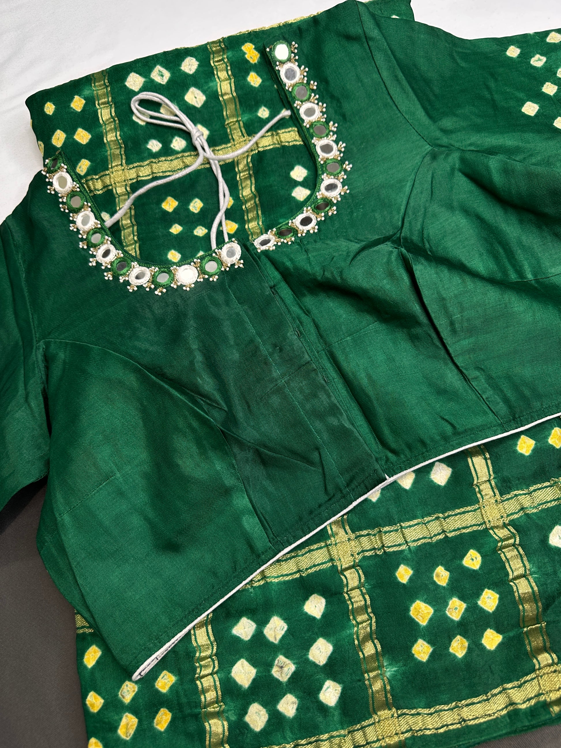Bandhani Bhandej Green Gharchola Modal Silk Saree - 