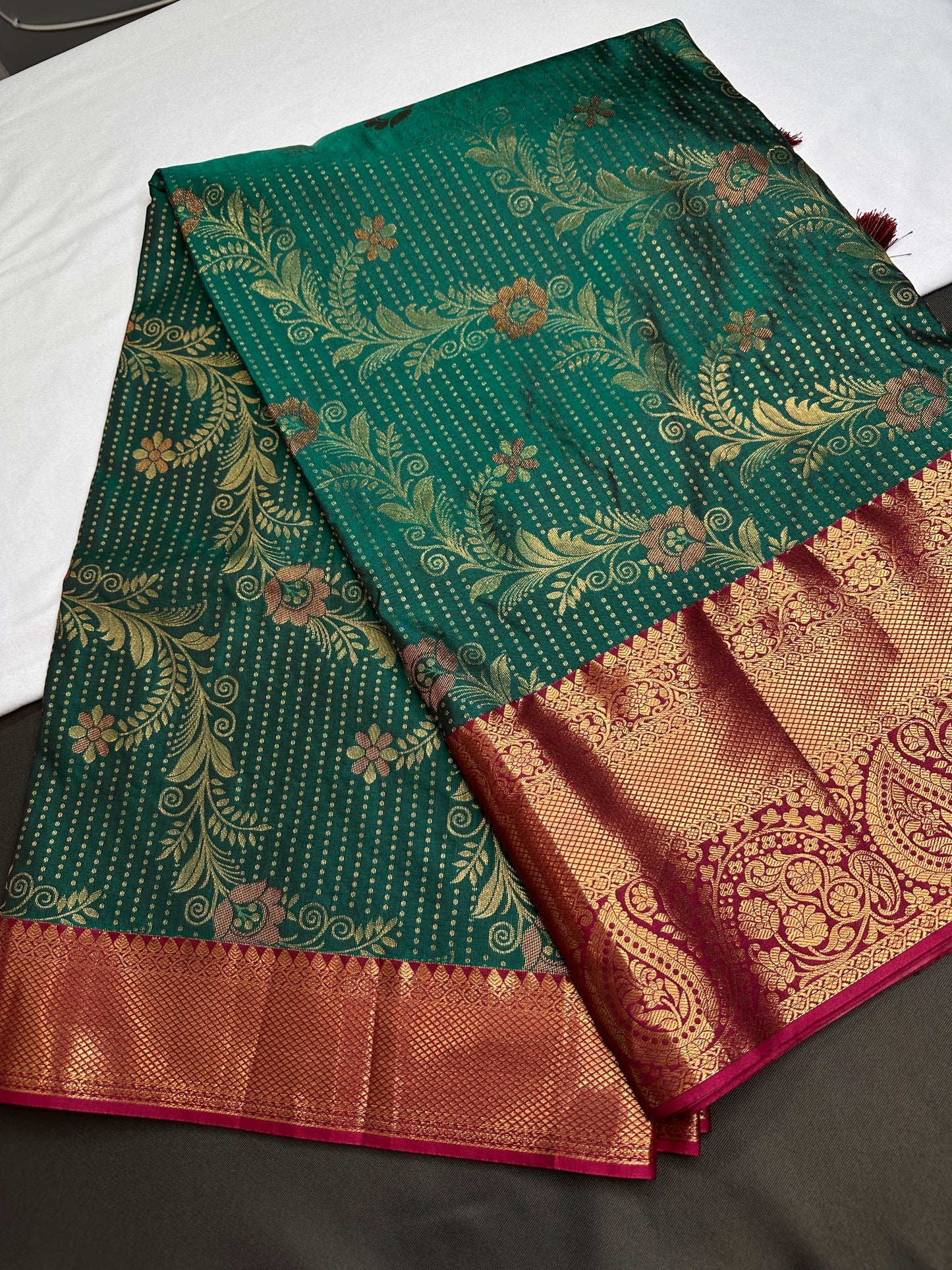 Kanchi Light Weight Semi Silk Green  Saree - 