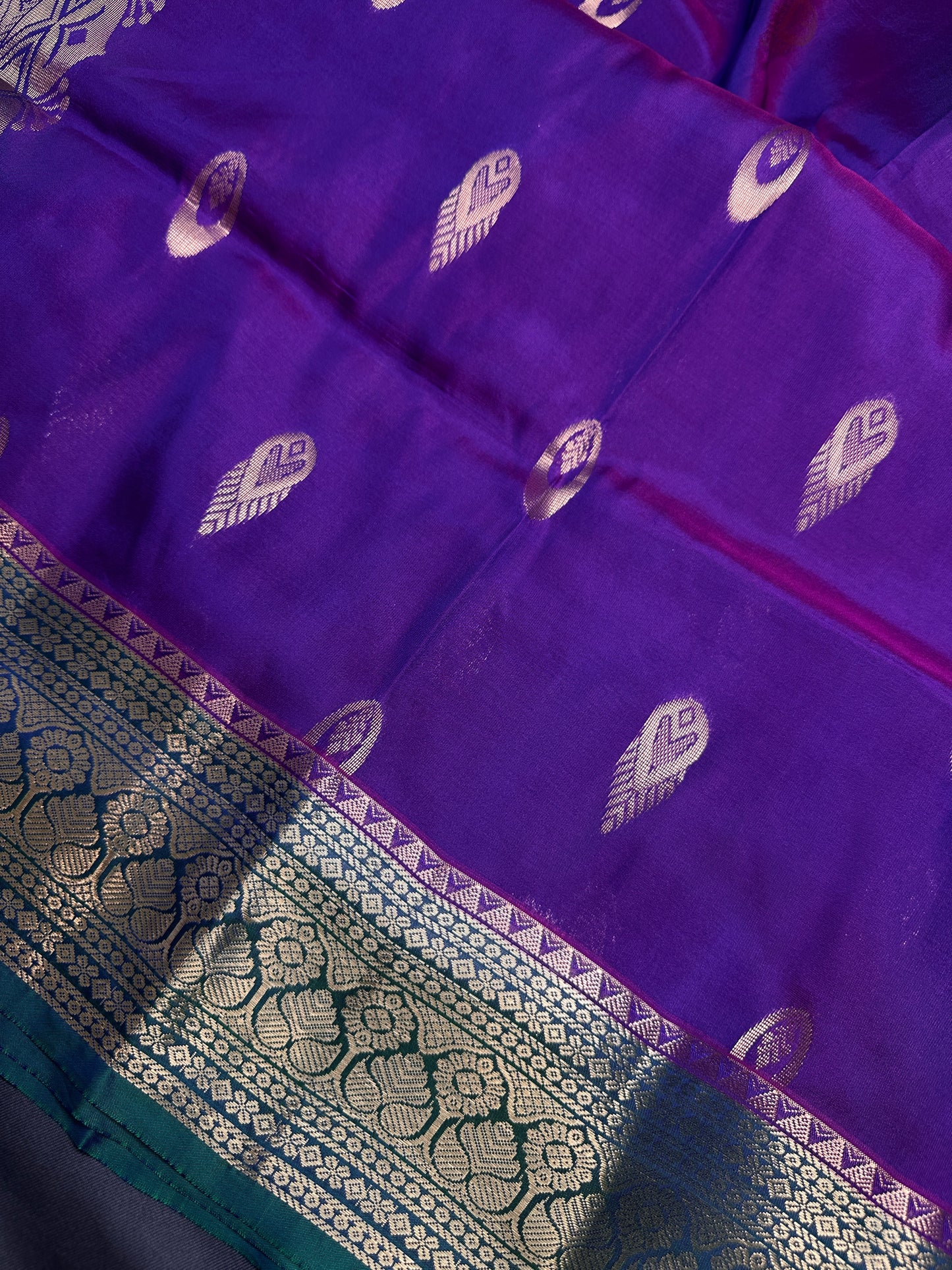 Kanchi Light Weight Semi Silk Purple Green  Saree - 