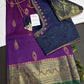 Kanchi Light Weight Semi Silk Purple Green  Saree - 