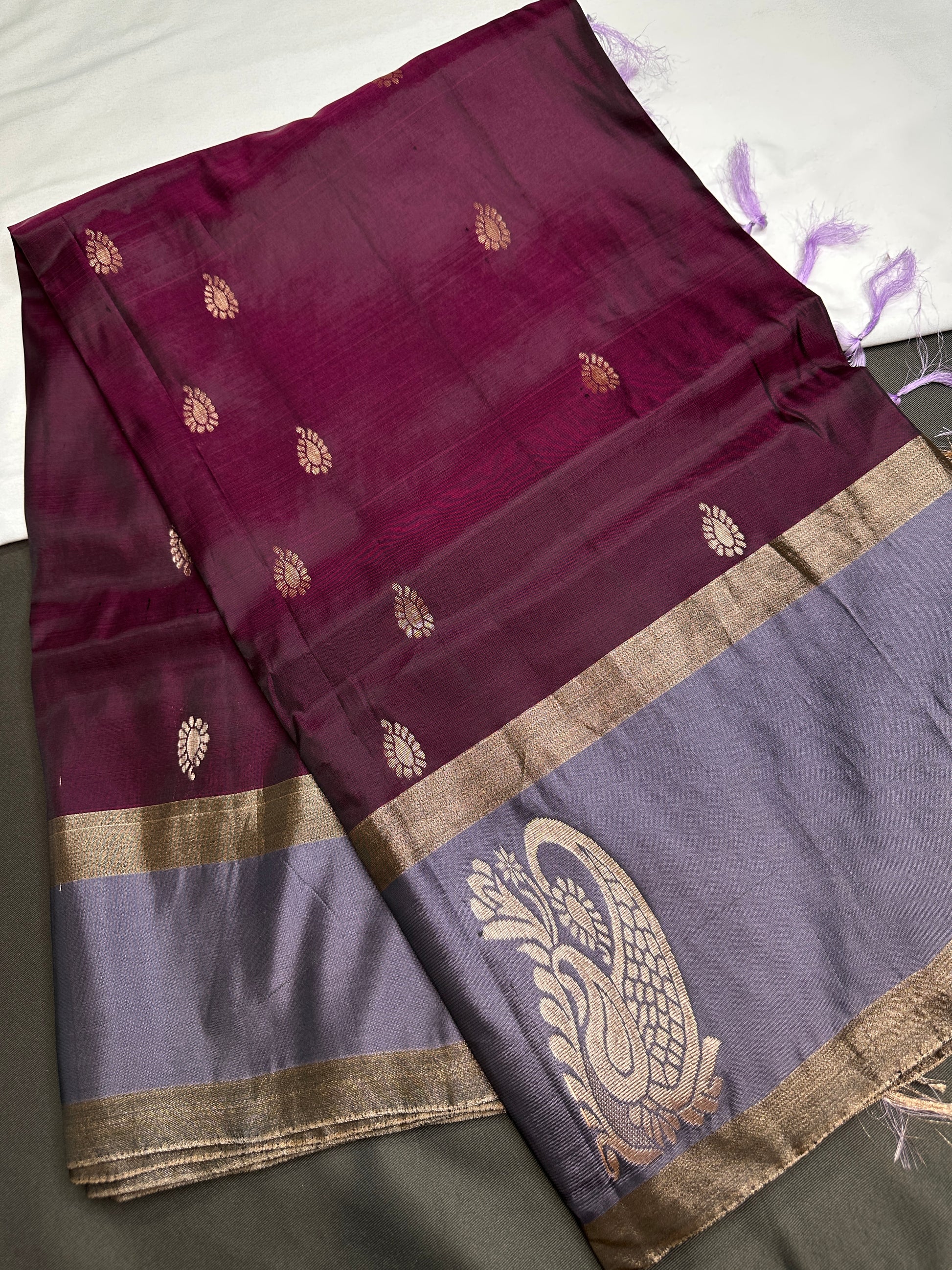 Wine Red Light Weight Kanchi Soft Silk  Saree - 