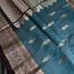 Teal Light Weight Kanchi Soft Handloom Silk  Saree - 
