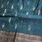 Teal Light Weight Kanchi Soft Handloom Silk  Saree - 
