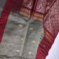 Grey Red Kanchi Handloom Pure Silk  Saree - 