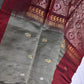 Grey Red Kanchi Handloom Pure Silk  Saree - 
