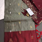 Grey Red Kanchi Handloom Pure Silk  Saree - 