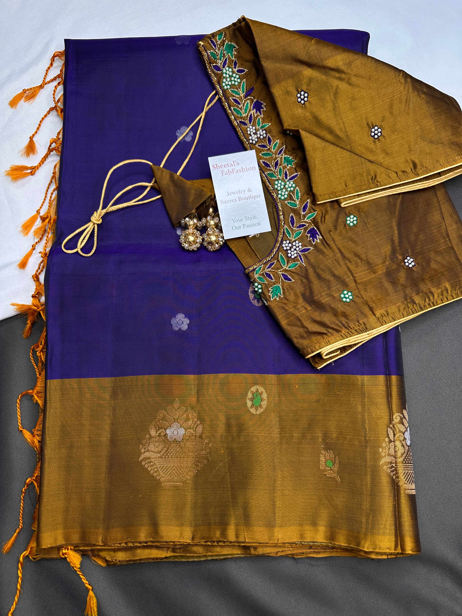 Purple Mustard Kanchi Handloom Pure Silk  Saree - 