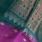 Purple Green Kanchi Handloom Pure Silk  Saree - 